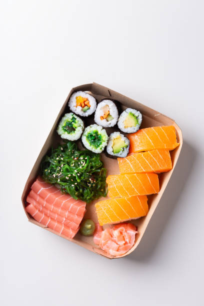 istock Vegan Sushi, Sashimi and Maki Rolls with Plant based seafood 1390011886