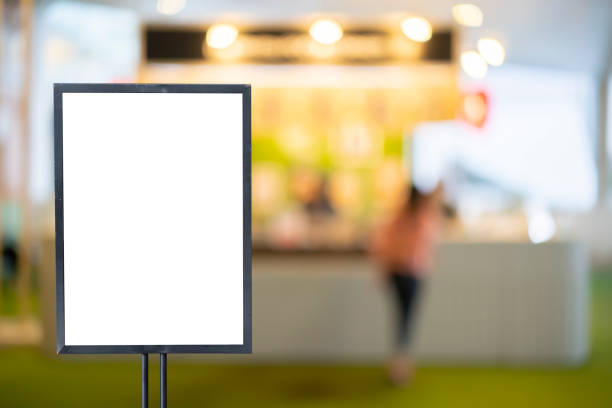 istock mockup white poster with black frame stand in front of blur restaurant cafe background 1390012980