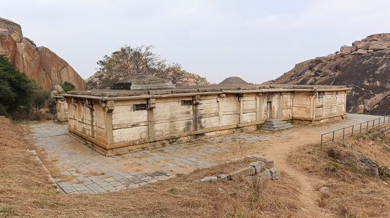 Rear view Gopalaswami Temple from the watch tower, Chitradurga fort, Karnataka, India