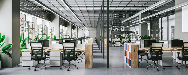 3d render of modern office interior space