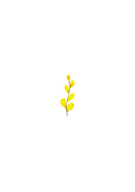 Watercolor Branch with yellow leaves