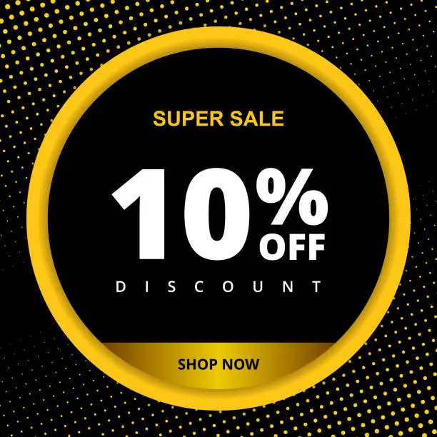 Vector illustration of 10 percent off discount banner. Special offer sale 10 off. Sale discount offer. Modern promotion banner
