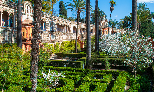 Real Gardens in the Spanish city of Valencia, with an abundance of sculptures, monuments and fountains; Valencia, Spain