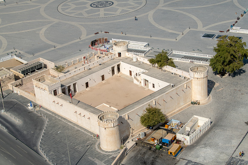 Doha, Qatar - March 18, 2022: Aerial View of Souq Waqif. Traditional and Tourist attraction of Doha City