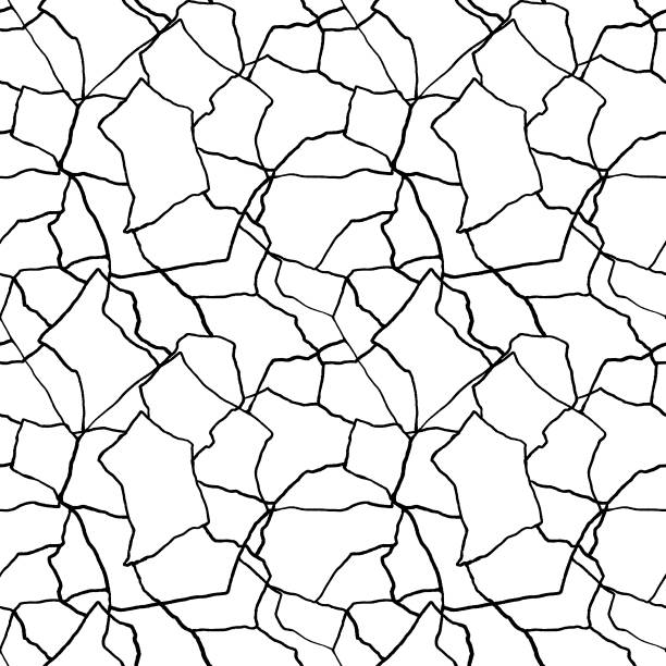 ilustrações de stock, clip art, desenhos animados e ícones de kintsugi art seamless pattern of splinters and different shards fragments with thin lines - pottery shard