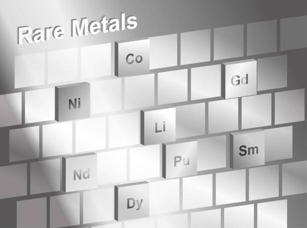 周期表上のレアメタル。ガドリニウム、サマリウム、ネオジム、ニッケル、コバルト、リチウム、ジスプロシウム、パラジウムなど、経済的価値の高い化学元素。記号と原子番号。 - rare点のイラスト素材／クリップアート素材／マンガ素材／アイコン素材