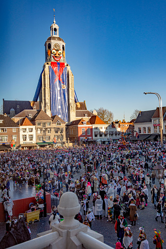 Carnival time with funny costumes at Grote Markt in Bergen op Zoom
