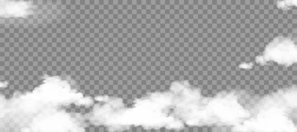 пушистое белое облачное небо, изолированное на прозрачном фоне для оформления шаблона фона или покрытия веб-баннера, векторная иллюстраци� - cotton cloud cloudscape cumulus cloud stock illustrations