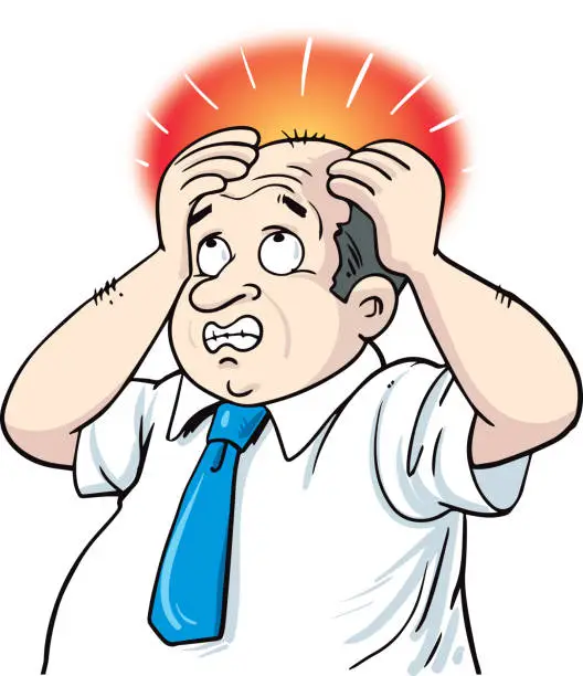 Vector illustration of Man Holding His Head Worried About Losing Hair