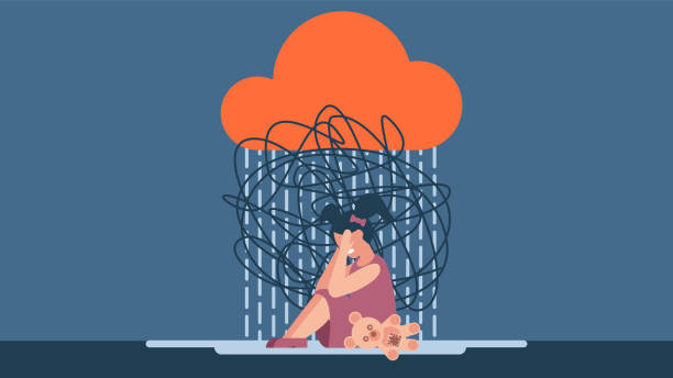 ilustrações de stock, clip art, desenhos animados e ícones de child protection. the girl is sitting on the floor and crying. insecurity, bullying of children. flat design. bullying, harassment of children. abstract illustration. - paedophilia