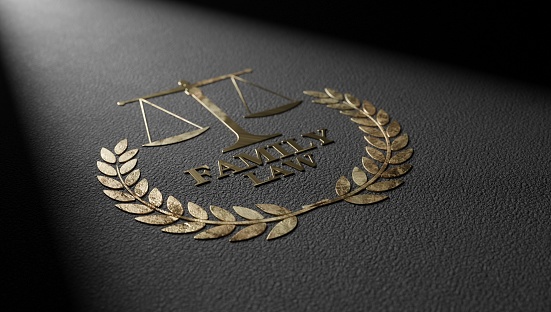 Law Firm Logo Design Template Element. For Lawyer and Justice Symbol Icon. 3d rendering