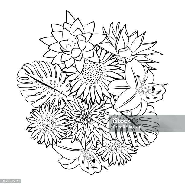 Easy sketch art of daisy flower bouquet, floral line art hand drawn  illustration, doodle, tattooing drawing coloring page, and book isolated  image clip art botanic collection. 19016049 Vector Art at Vecteezy
