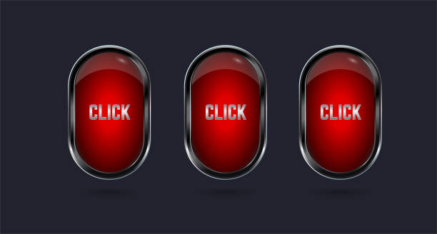 istock Three premium red cristal button design, Three Options in dark red and dark backgroun, banner, red option, push button, vector template. 1390031776