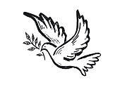 istock Dove of peace hand drawn illustration. 1390032366