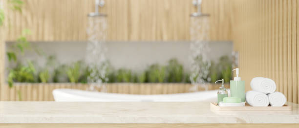 istock Close-up, Bathroom tabletop with bathroom utensils set and copy space 1390032377
