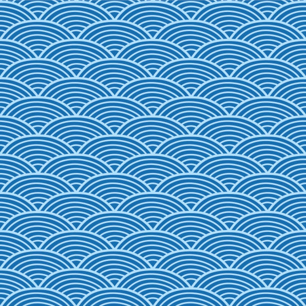 ilustrações, clipart, desenhos animados e ícones de padrão sem emenda do vetor da linha de onda do círculo japonês - seigaiha