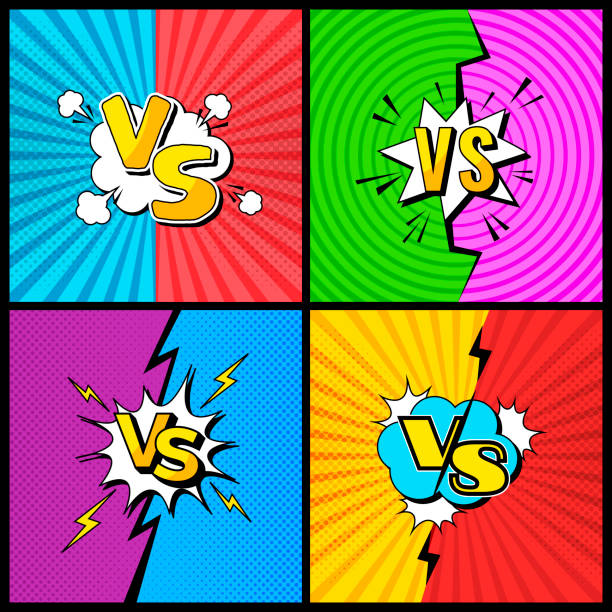 Vs duel background. Fighting comic template with battle tournament fonts recent vector colored picture vector art illustration