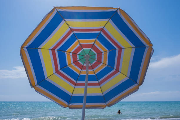 istock Sun beach umbrella and sea swimming 1390036609