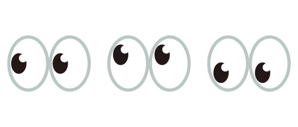 ilustrações de stock, clip art, desenhos animados e ícones de pair of googly eyes isolated on white background. - olhar de lado