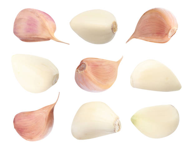 istock Set of fresh garlic cloves on white background 1390041587