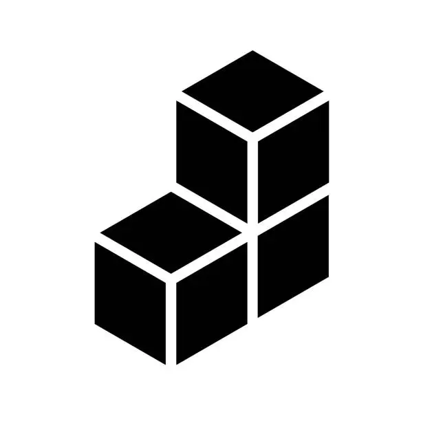Vector illustration of Three cubes stacked, forming step