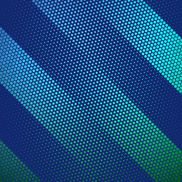 istock Blue-turquoise-green sections of diagonal fading pattern of circular dots 1390041876
