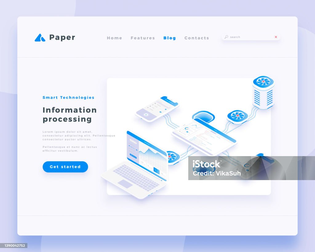 Basic Information Header Information Processing Concept Landing Page Header Template Stock ...
