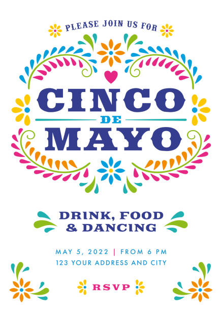 cinco de mayo party. party invitation with floral and decorative elements. - meksika kültürü stock illustrations