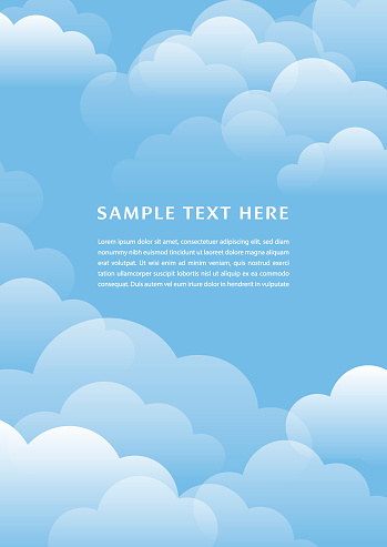 White clouds on the sky and place for text vector illustration.