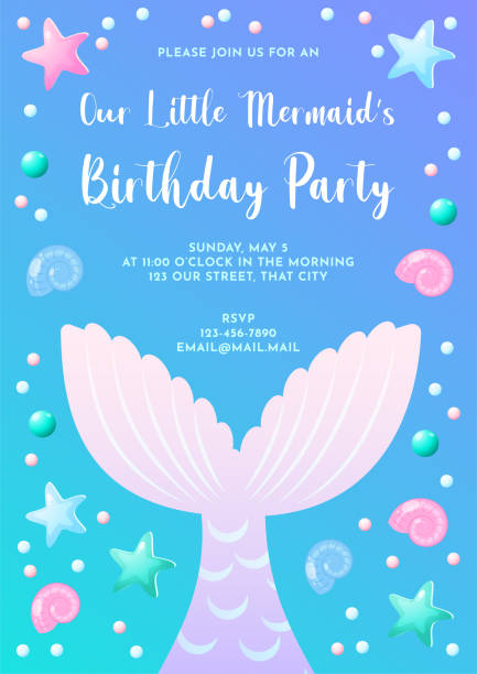 Mermaid party invitation template vector art illustration