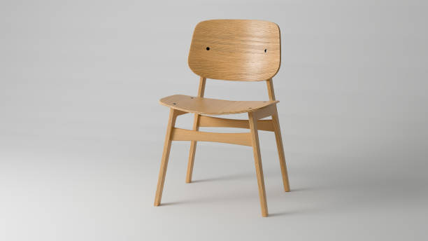 istock Stylish wooden chair for cafe or restaurant over white studio background. 3D render 1390049516