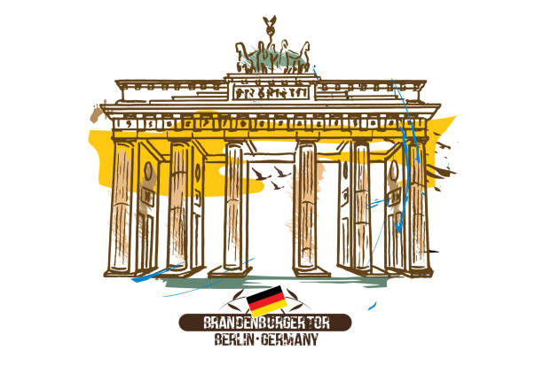 Berlincity Brandenburg gate, Berlin / Germany city design. Hand drawn illustration. brandenburger tor stock illustrations