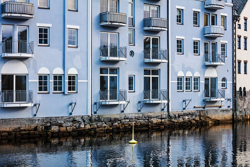 Houses in center of the Alesund city. Norway