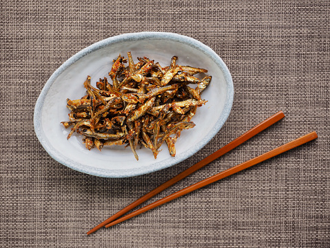 Korean Food Stirfried Anchovies And Sesame Stock Photo - Download Image