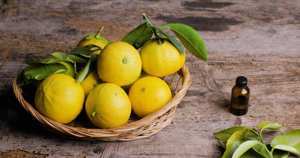 istock Basket full of Bergamot orange tree on the table 1390066202