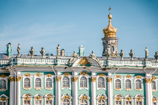 St. Petersburg, Russia - 30th of March, 2022. Winter Palace Close Angle View