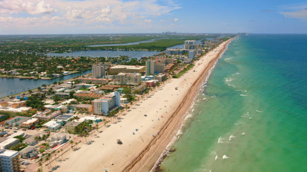 View of Hollywood South Central Beach Aerial view of Hollywood South Central Beach, Florida, USA. hollywood florida stock pictures, royalty-free photos & images