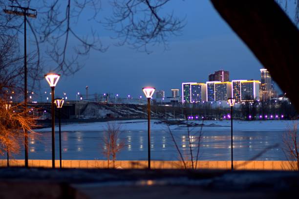 istock Night city near river 1390068494
