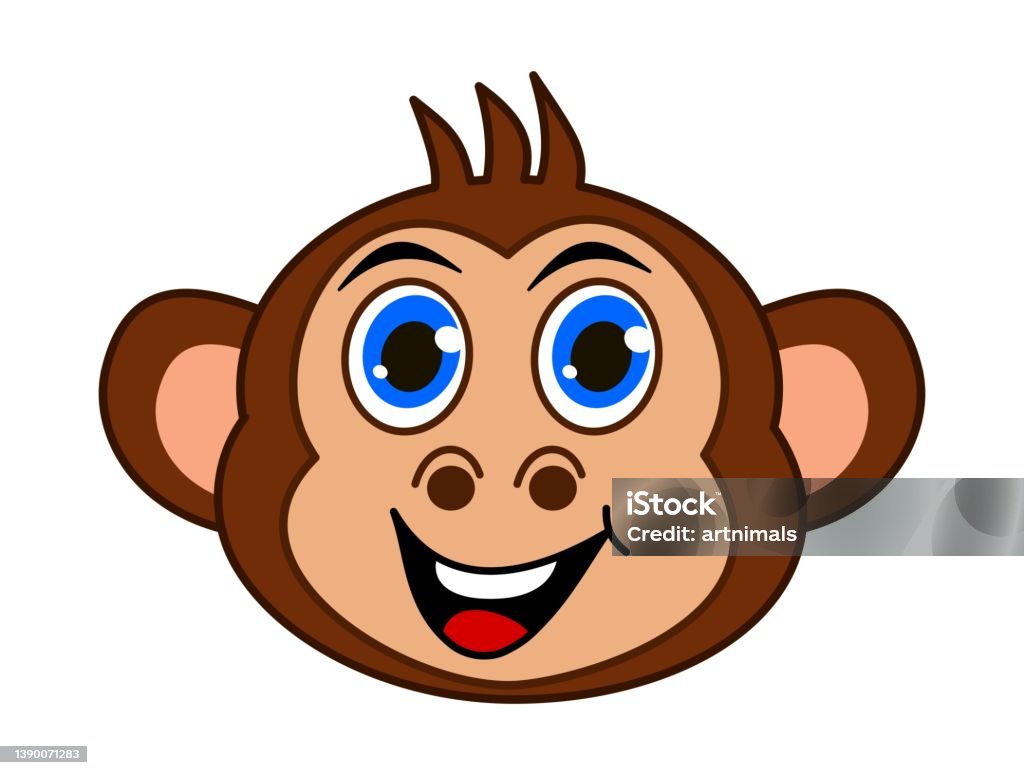 Desenho Animado De Macaco Sorridente E Marrom. Ilustração do Vetor