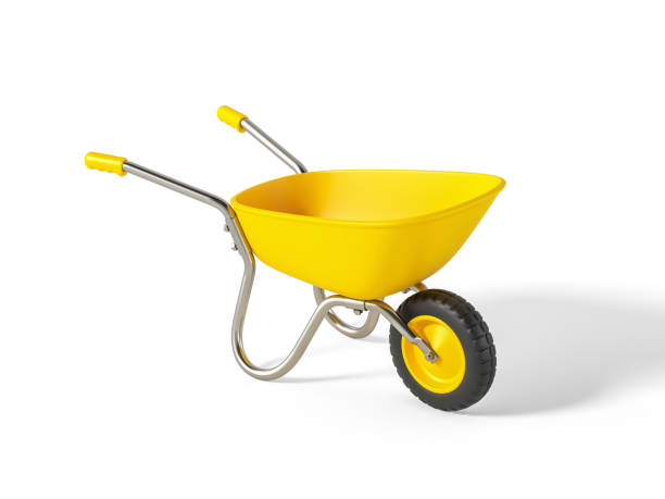 istock Yellow Wheelbarrow isolated on white background. 3d render. 1390073879