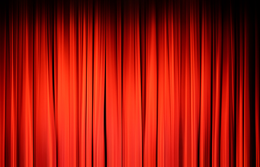 Red curtain on the stage, background, texture.