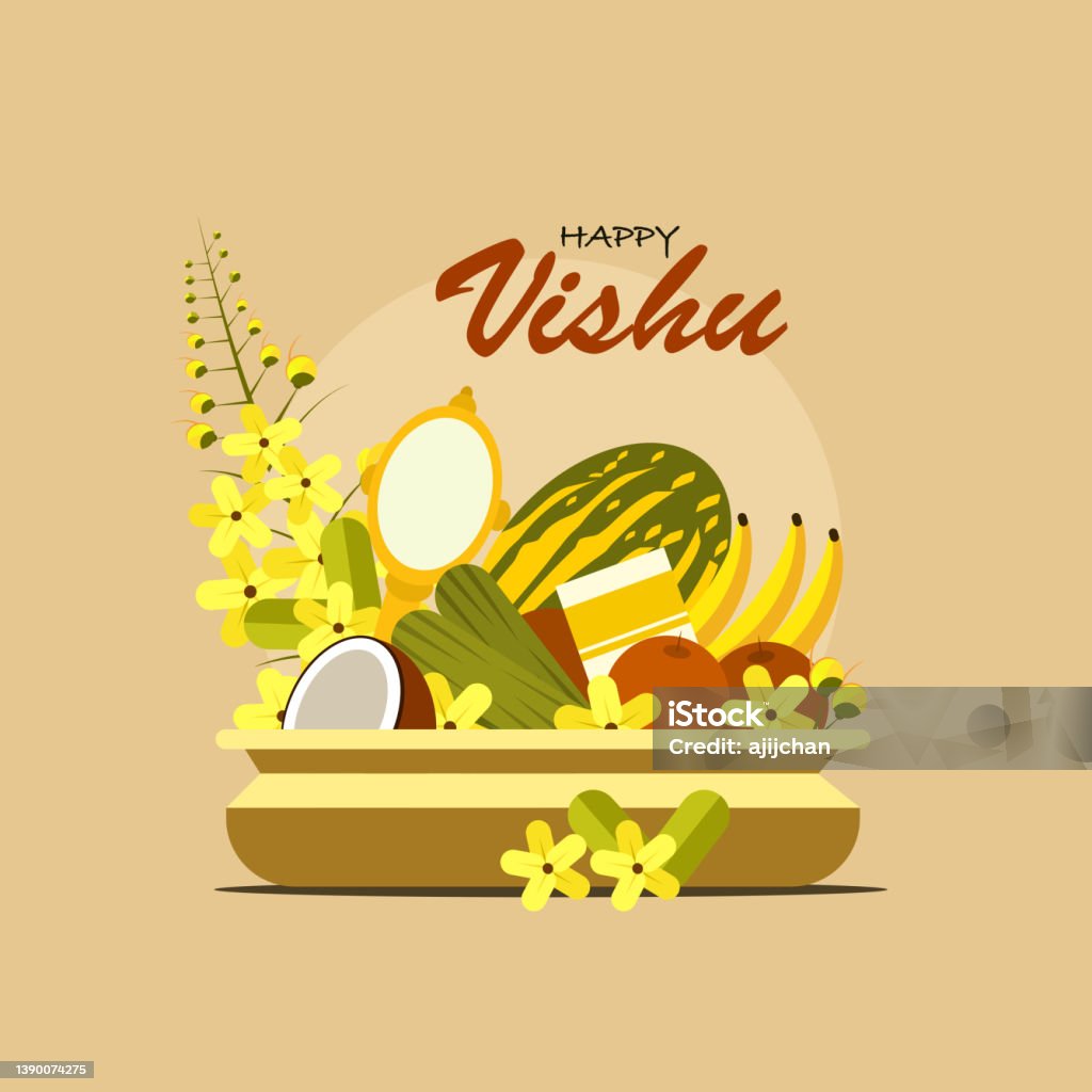 Vishu Kani An Assortment Of Fruits Vegetables And Other Auspicious ...