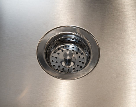 Stainless steel sinks close-up