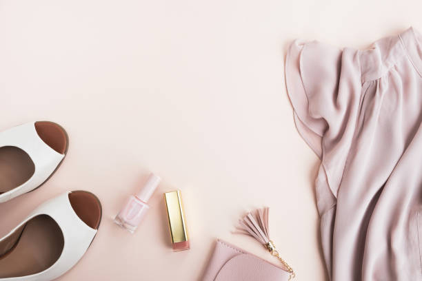 istock Womans fashion accessories on beige background. 1390075598