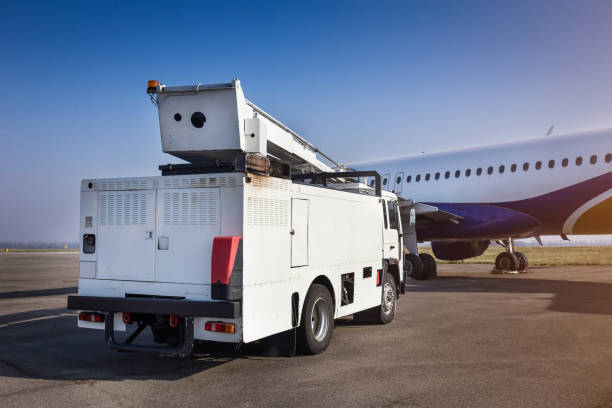 istock Machine for plane processing by antifreeze at the airport 1390075667