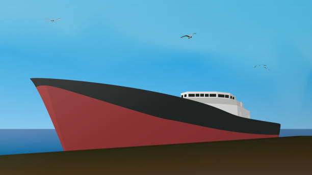istock Large cargo ship at the pier with seagulls flying in the sky. 1390076663
