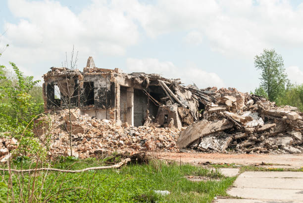 istock Ruins of old brick building on a spring day. 1390078849