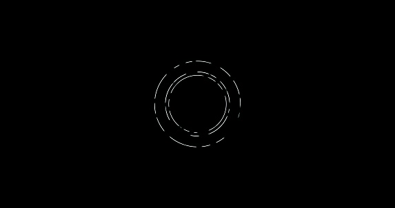 White HUD Circle User Interface on Isolated Black Background. The target area of the search and the subject of the scan item. sci-fi circular. Video recording with 4K motion graphics overlay mode