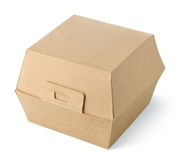 istock Blank closed craft cardboard burger box isolated on white background 1390080566