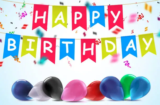 Vector illustration of Happy Birthday Banner, Background